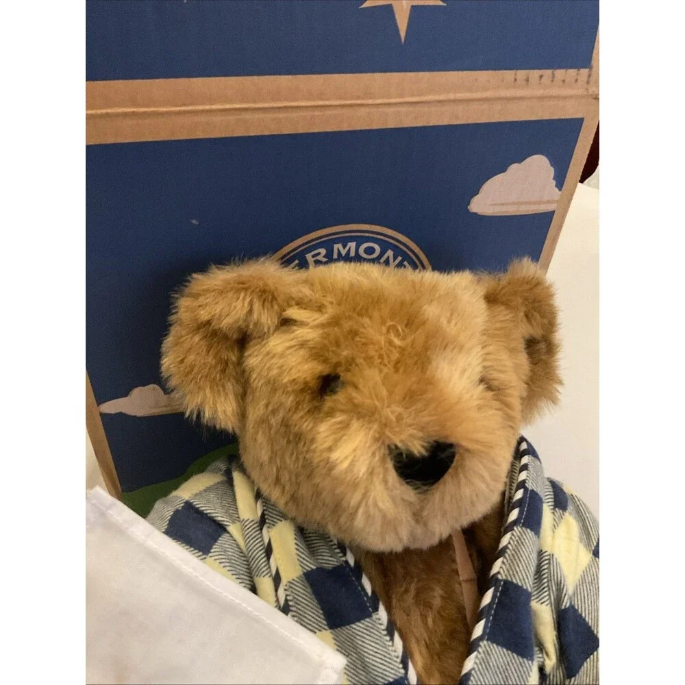Vintage Vermont Teddy Bear Feel Better Bear  Articulated NIB W/Robe And Slippers